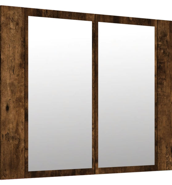 LED-Spiegelschrank Räuchereiche 60x12x45 cm Holzwerkstoff