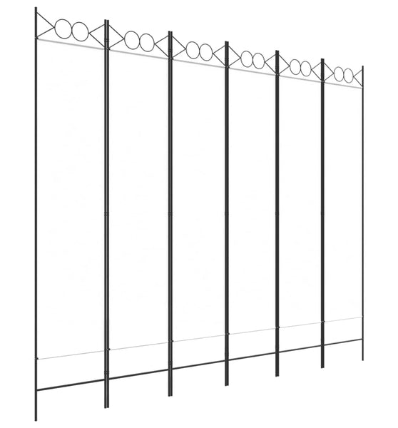 6-tlg. Paravent Weiß 240x200 cm Stoff