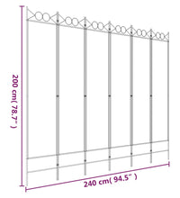 6-tlg. Paravent Weiß 240x200 cm Stoff
