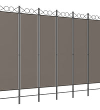 6-tlg. Paravent Anthrazit 240x200 cm Stoff