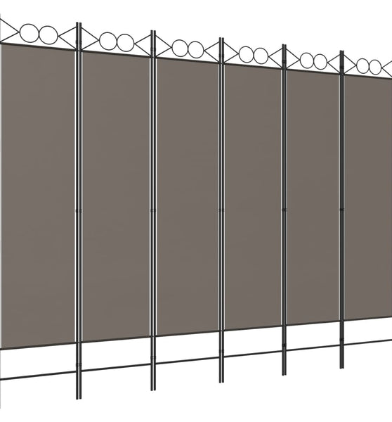 6-tlg. Paravent Anthrazit 240x200 cm Stoff