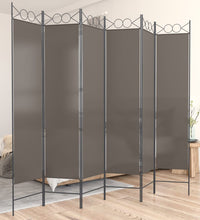 6-tlg. Paravent Anthrazit 240x200 cm Stoff