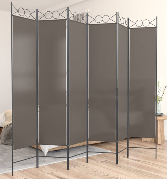 6-tlg. Paravent Anthrazit 240x200 cm Stoff