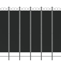 6-tlg. Paravent Schwarz 240x200 cm Stoff