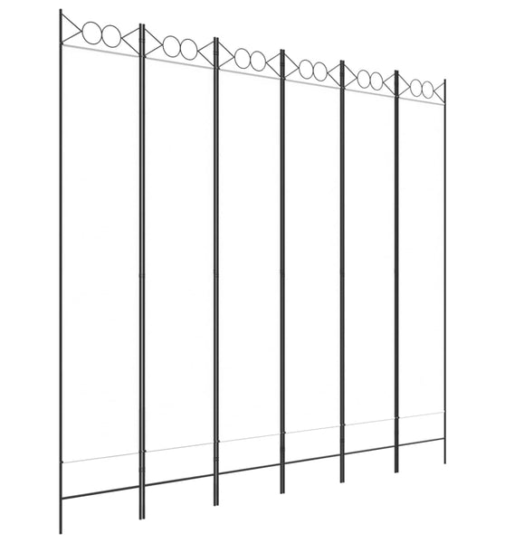 6-tlg. Paravent Weiß 240x220 cm Stoff
