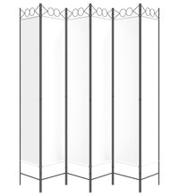 6-tlg. Paravent Weiß 240x220 cm Stoff