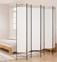 6-tlg. Paravent Weiß 240x220 cm Stoff