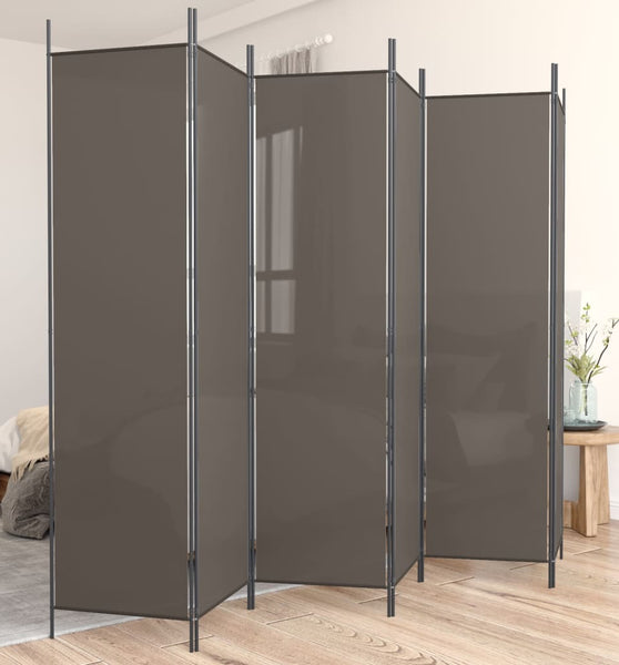 6-tlg. Paravent Anthrazit 300x220 cm Stoff