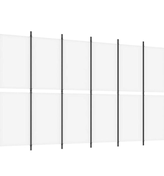 6-tlg. Paravent Weiß 300x180 cm Stoff