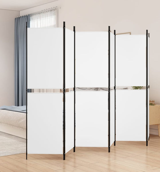 6-tlg. Paravent Weiß 300x180 cm Stoff