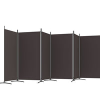 6-tlg. Paravent Braun 520x180 cm Stoff