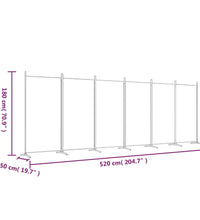 6-tlg. Paravent Braun 520x180 cm Stoff