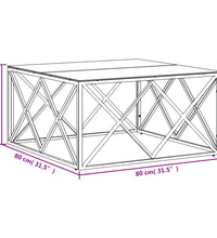 Couchtisch 80x80x40 cm Edelstahl und Glas