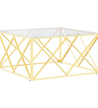 Couchtisch 80x80x40 cm Edelstahl und Glas