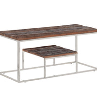 Couchtisch Silbern Edelstahl und Massive Holzschwellen