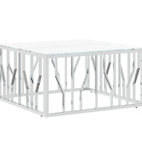 Couchtisch Silbern 80x80x40 cm Edelstahl und Glas