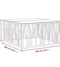 Couchtisch 100x100x50 cm Edelstahl und Glas