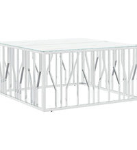 Couchtisch Silbern 100x100x50 cm Edelstahl und Glas