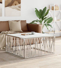 Couchtisch Silbern 100x100x50 cm Edelstahl und Glas