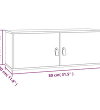 Wandschrank Grau 80x30x30 cm Massivholz Kiefer