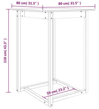 Bartisch 80x80x110 cm Massivholz Kiefer