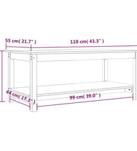 Couchtisch Weiß 110x55x45 cm Massivholz Kiefer