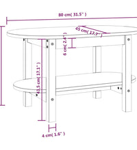 Couchtisch Weiß 80x45x45 cm Massivholz Kiefer