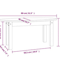 Couchtisch 80x40x35 cm Massivholz Kiefer