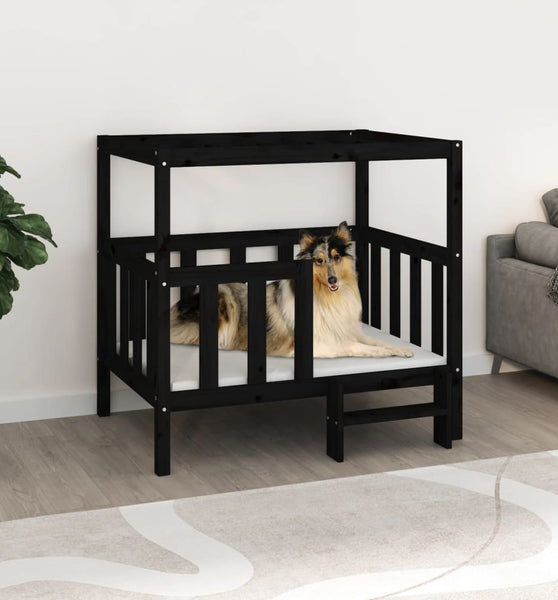 vidaXL Hundebett Schwarz 105,5x83,5x100 cm Massivholz Kiefer