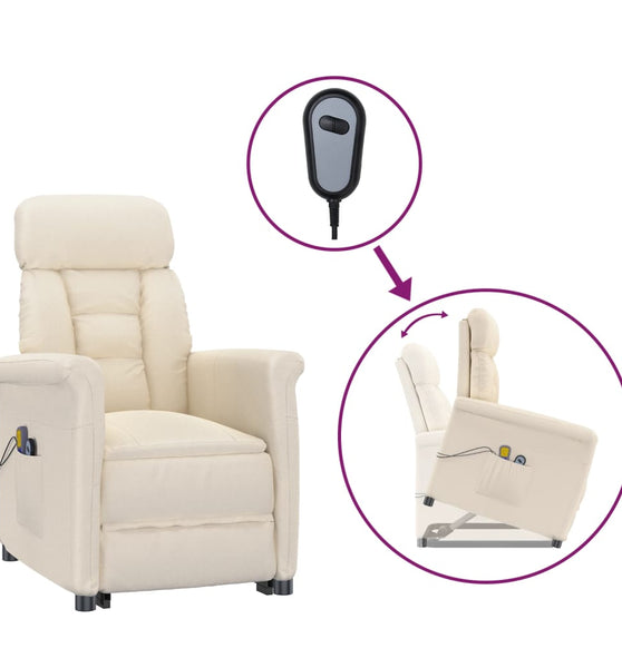 Massagesessel Elektrisch Beige Mikrofaser