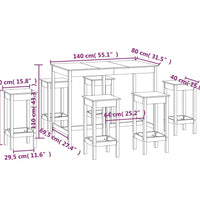 7-tlg. Bar-Set Massivholz Kiefer