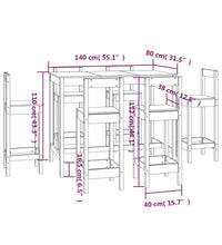 7-tlg. Bar-Set Massivholz Kiefer