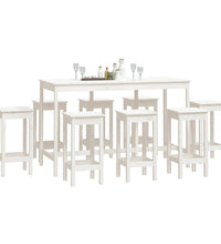 9-tlg. Bar-Set Weiß Massivholz Kiefer