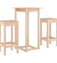 3-tlg. Bar-Set Massivholz Kiefer