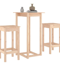 3-tlg. Bar-Set Massivholz Kiefer