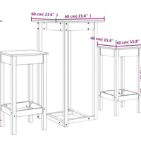 3-tlg. Bar-Set Massivholz Kiefer