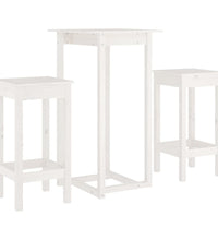 3-tlg. Bar-Set Weiß Massivholz Kiefer