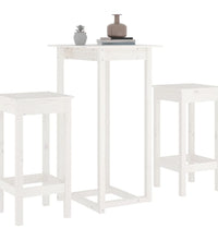 3-tlg. Bar-Set Weiß Massivholz Kiefer