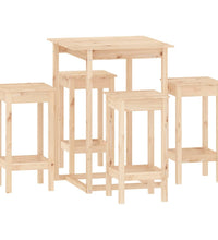 5-tlg. Bar-Set Massivholz Kiefer