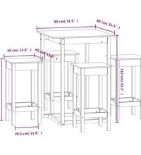 5-tlg. Bar-Set Massivholz Kiefer