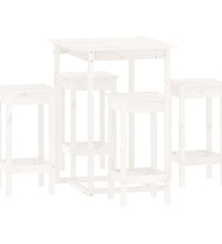 5-tlg. Bar-Set Weiß Massivholz Kiefer