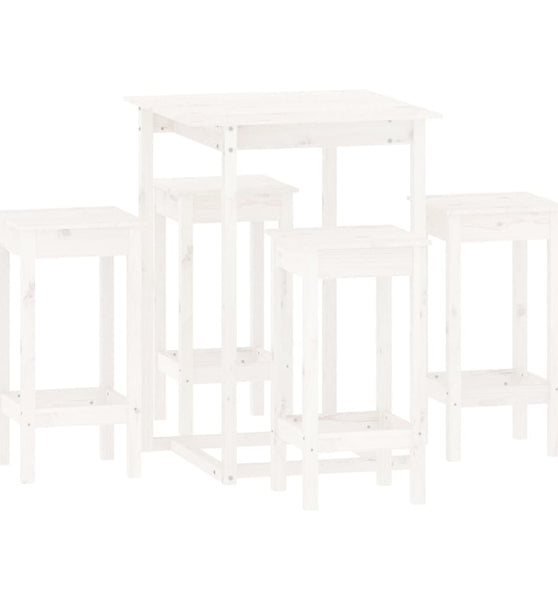 5-tlg. Bar-Set Weiß Massivholz Kiefer