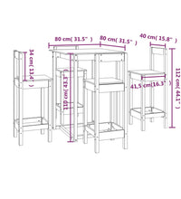 5-tlg. Bar-Set Massivholz Kiefer