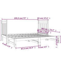 Tagesbett Ausziehbar 2x(90x190) cm Massivholz Kiefer