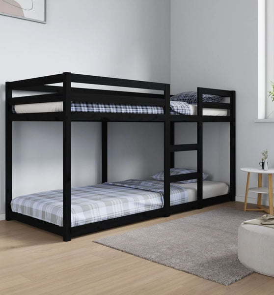 Etagenbett Schwarz 80x200 cm Massivholz Kiefer