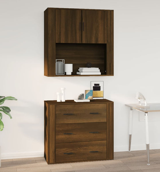 Wandschrank Braun Eichen-Optik 80x33x80 cm Holzwerkstoff