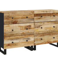 Sideboards 2 Stk. 60x33x75 cm Raues Mangoholz