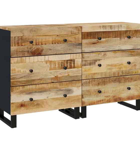 Sideboards 2 Stk. 60x33x75 cm Raues Mangoholz