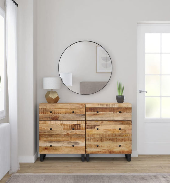 Sideboards 2 Stk. 60x33x75 cm Raues Mangoholz