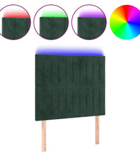 LED Kopfteil Dunkelgrün 90x5x118/128 cm Samt